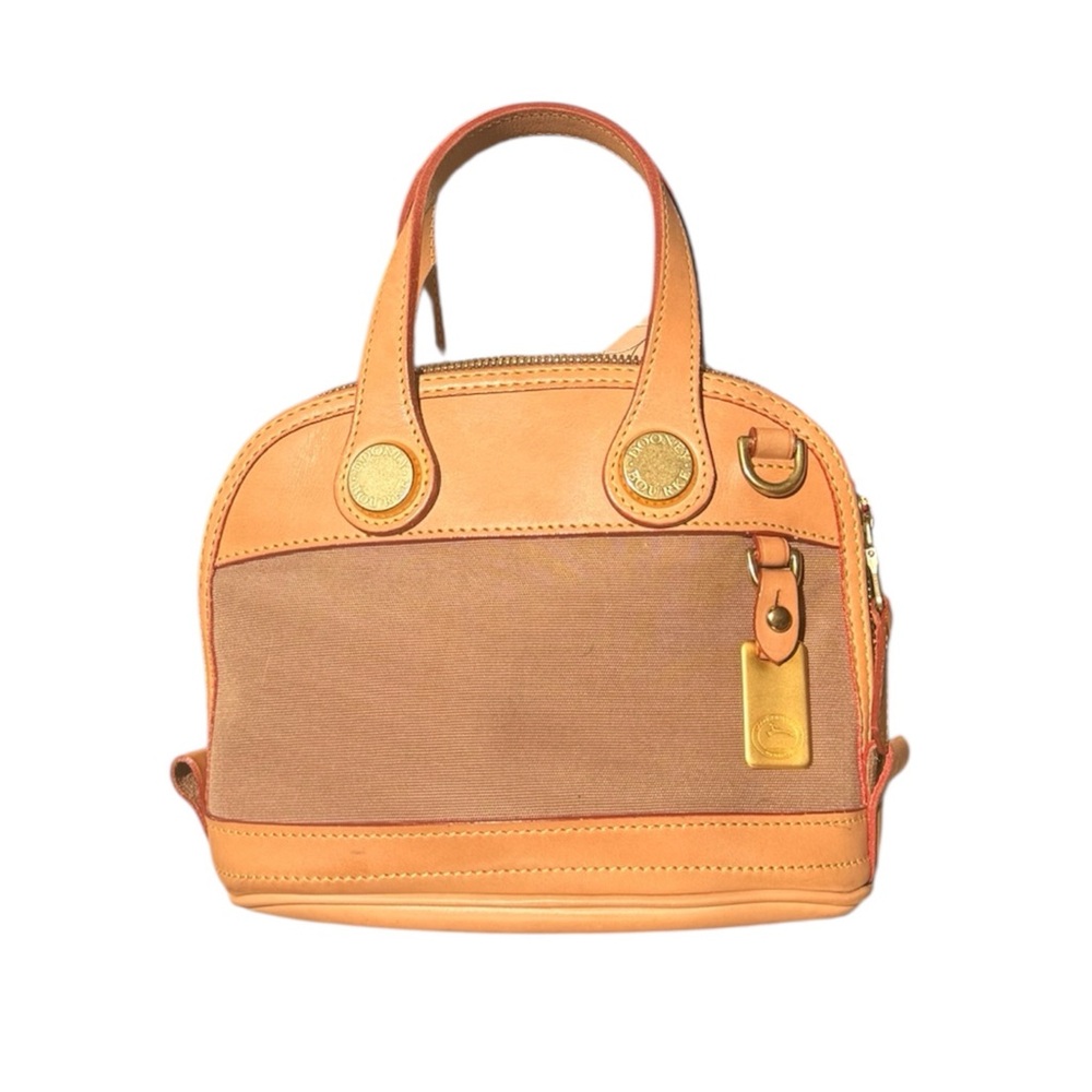 Dooney & Bourke Tan and Brown Leather-Trim Satchel